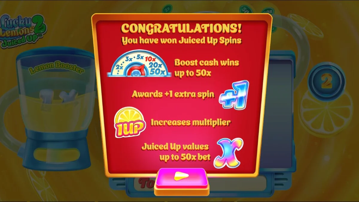 Lucky Lemons 2 Juiced Up slot game interface