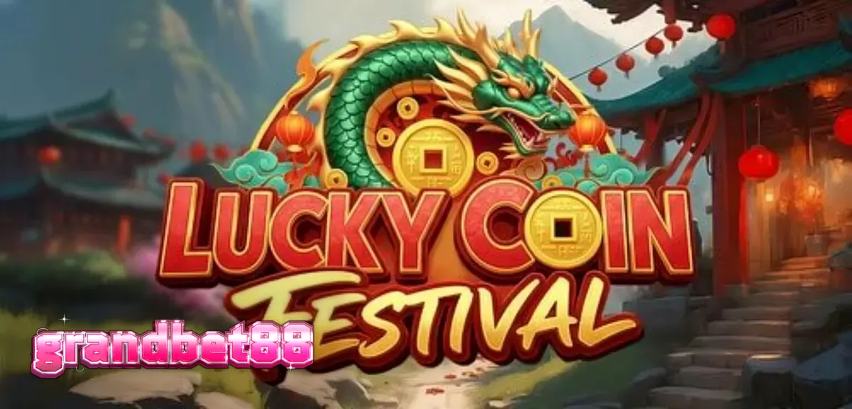 Tampilan visual slot Lucky Coin Festival dengan simbol koin emas dan lentera oriental
